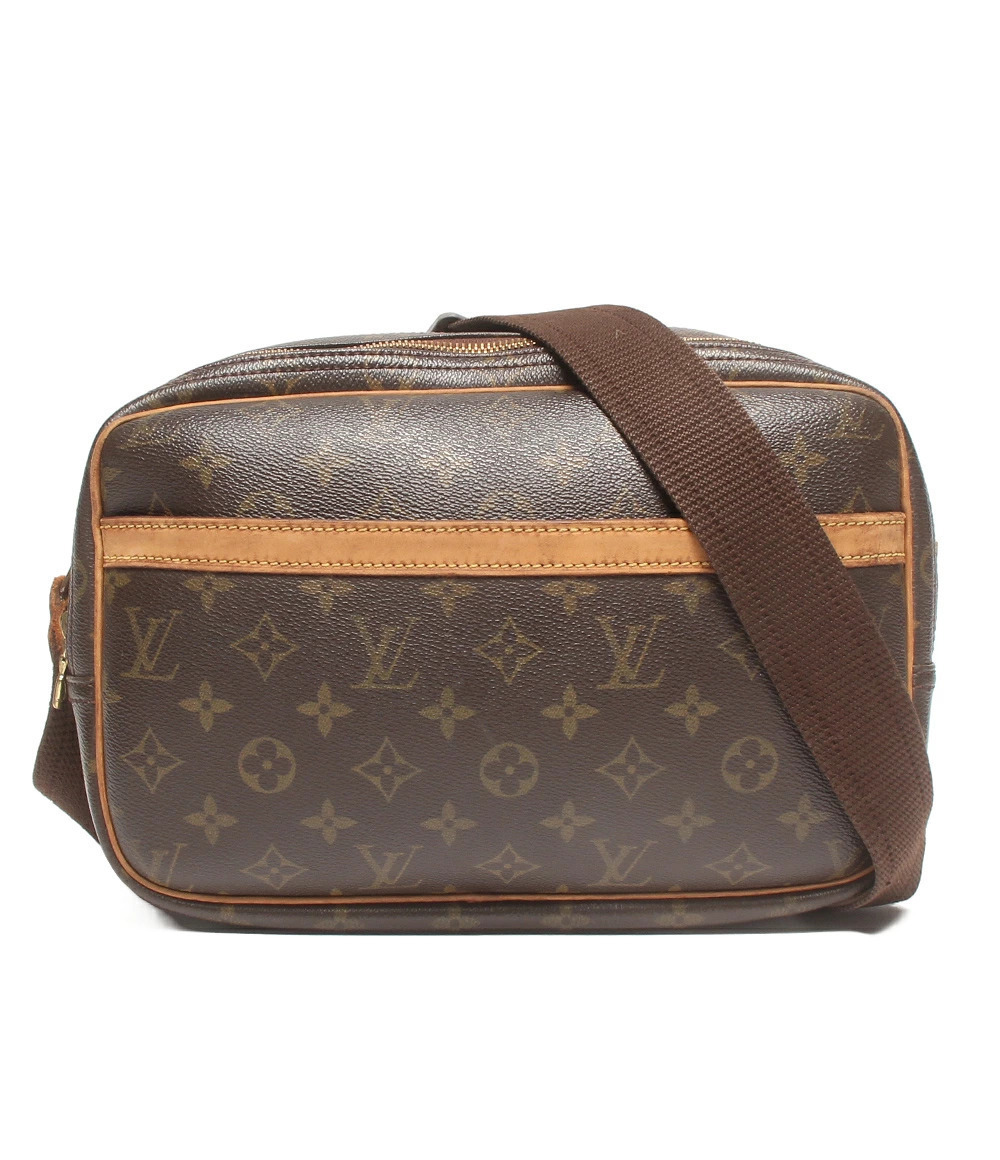 Louis Vuitton Reporter Monogram Crossbody Bag Canvas Leather Brown